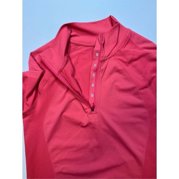 Sweaty Betty Athlete Seamless Half Zip Long Sleeve Top Glow Pink Size US 8, UK M - Picture 9 of 12